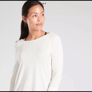 NWT Athleta white waterfall front LS top size XL